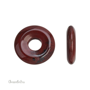 Бусины-бублики "Donut Bead", красная яшма, 1 шт. (#DNT-04)