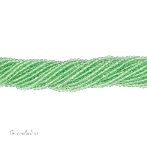 Бусины граненые рондели "Мини", салатовый, круглые, нить (#SVAB-R2012)