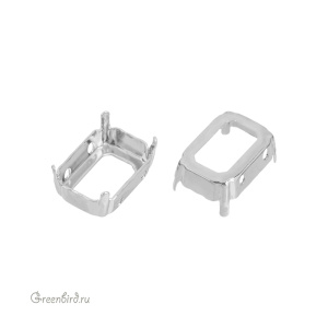 4610 Оправа для ювелирного кристалла Octagon Fancy Stone 14х10 мм, белая бронза