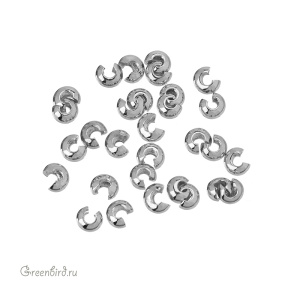 Бусины на кримп "Мини" 2,5 мм, родий, 1 гр (#CC-13R)