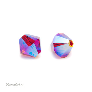 Swarovski 5328 Биконус 8 мм, сиам радужный 2X (#208AB2), 1 шт.