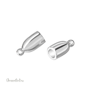 Концевик для шнура, 10x5 мм, серебро, 1 шт. (#ECA03SP)