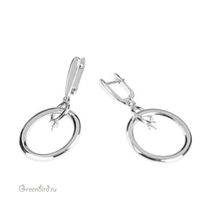 Швензы для вклеивания с английским замком "Кольцо", родий, пара (#SV1701-1491)