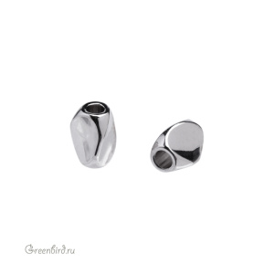 Бусина "Триплет" 6 мм, родий, 1 шт. (#SVABM-42R)