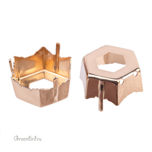 4699 Оправа для Prismatic Hexagon Fancy Stone 20x22,9 мм, томпак/золото