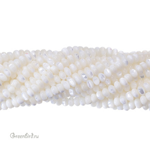 Бусины-спейсеры 4х6 мм, белый перламутр, нить (#SVA-PRL-314)
