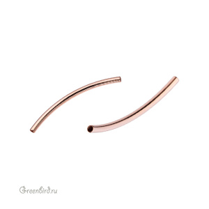 Бусина-трубочка изогнутая 45 мм, розовое золото, 1 шт. (9B643), Корея
