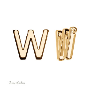 Подвеска гладкая буква "W", золото, 1 шт. (#SV1701-LG-W)