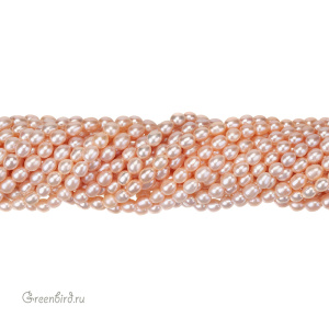Жемчуг пресноводный "Рис" 6х5 мм, персиковый, нить (#2636)