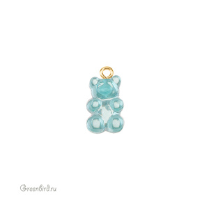 Подвеска "Мармеладный мишка", золото, бирюзовый, 1 шт. (#SVA-BASE-083G)