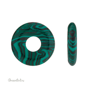 Бусины-бублики "Donut Bead", синтетический малахит, 1 шт. (#DNT-06)