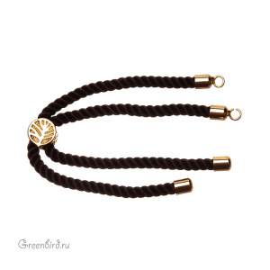 Основа-шнур для браслета, черный, золото, 1 шт. (#SVA-CORD-08G)
