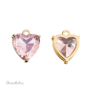 Подвеска "Сердце" 12,5 мм, фианит Pink, золото, 1 шт. (#SVA-FIAN-082G)