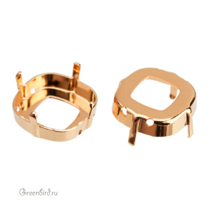 4483 Оправа для Thin Cushion Fancy Stone 14 мм, томпак/золото