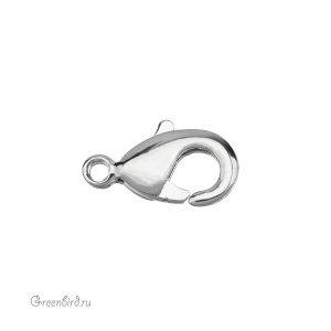 Замок-лобстер 10 мм, родий, 1 шт. (#SV1701-JS-61R)