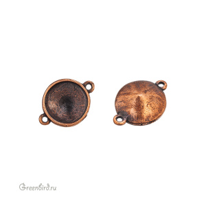 Закрытая оправа-коннектор для Rivoli 12 мм, ант. медь, 1 шт. (#SET-728)