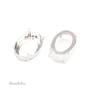 NEW 4120 Оправа для Oval Fancy Stone 25х18 мм, томпак/родий