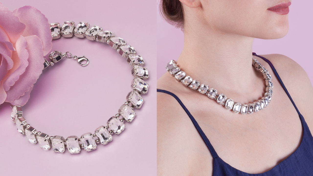 31.05 ⭐️ Чокер из кристаллов Octagon Crystalbird прозрачный серебристый