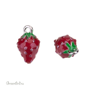 Подвеска "Земляника", родий, 1 шт. (#SVA-BASE-007R)