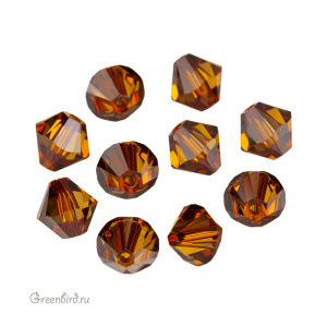 Swarovski 5328 Биконусы 6 мм, светлый янтарь (#1002), уп. 10 шт.