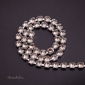 Цепочка со стразами 2,4 мм, греж, родий, 10 см (#P1800CC1H-284) №6