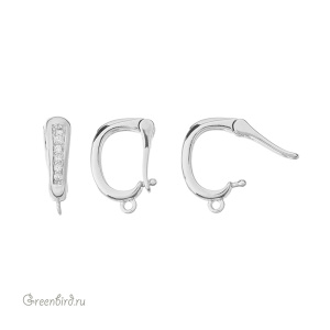 Бейл-замочек с фианитами, родий, 1 шт. (#SVA-BAIL-60R)