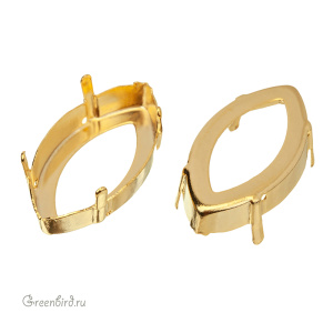 4227 Оправа для ювелирного кристалла Navette 32х17 мм, золото