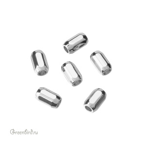 Бусина-трубочка "Грани" 5х3 мм, родий, 1 шт. (#SV1701-Bead-19R)