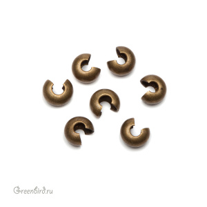 Бусина на кримп гладкая, ант. латунь, 144 шт. (#04ABP)