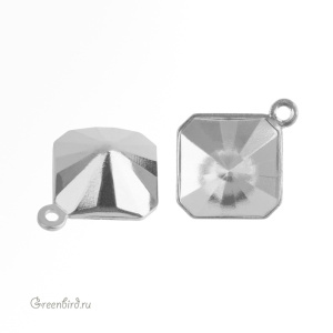 NEW 4499 Оправа-подвеска для Prismatic Square Fancy Stone 10 мм, томпак/родий