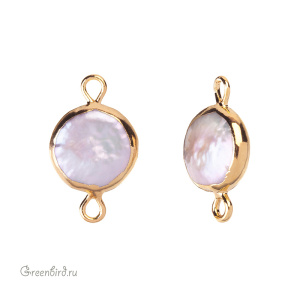 Коннектор с жемчугом, золото (#SV1701-C60-G)