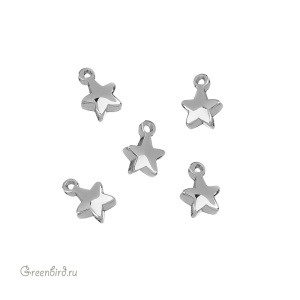 Подвеска "Звездочка" 7,5 мм, родий, 1 шт. (#SV1701-Pendant-56R)