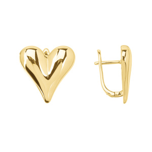 Швензы с английским замком "Сердце", золото, пара (#SV1701-2455G)