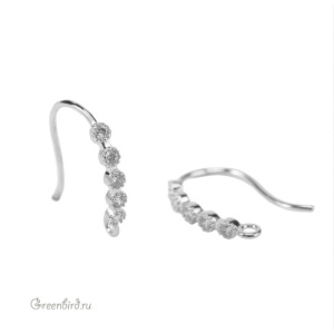 Швензы-крючки с фианитами, родий, пара (#SVAE-115R)