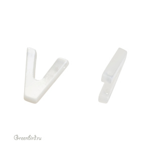 Бусина-подвеска буква "V" 10 мм, белый перламутр, 1 шт. (#SVA-PRL-201-V)