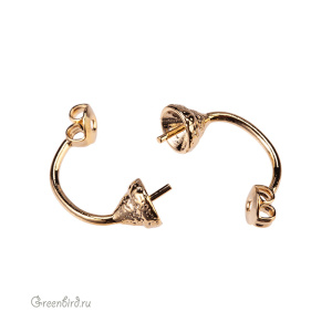 Заглушки для пуссет с элементом для вклеивания, золото, пара (9C931), Корея