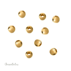 Металлический бисер 4 мм, золото, 10 шт. (#SVABM-202G)