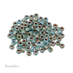 Matubo 3 Cut, 6/0, Blue Turquoise - Picasso Silver, 5 гр (#TP63030)