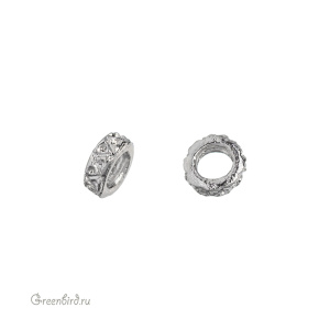 Бусина-разделитель "Кольцо", родий, 1 шт. (9C875), Корея