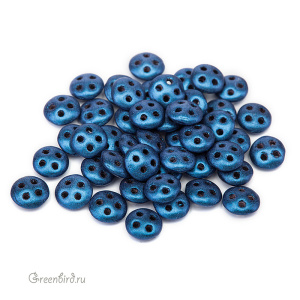 Quadra Lentil 4 отверстия 6mm, Metallic Suede Blue, 5 гр (#79031MJT)
