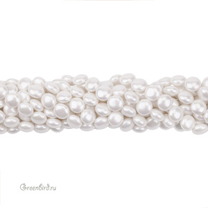 Жемчуг "Майорка" круглый плоский 12 мм, белый, нить (#Maj-68)