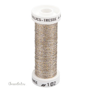 Металлизированная нить Tresse #4 AVAS, меланж золото/серебро, 10 м (#4-102)
