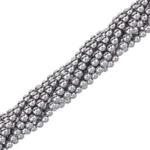 Бусины Геметин 4 мм, круглые, цвет: никель, нить (#SV-HMT-84)