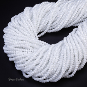 Бусины граненые рондели 3,2 мм, белый перламутр, нить (#SVAB1003)