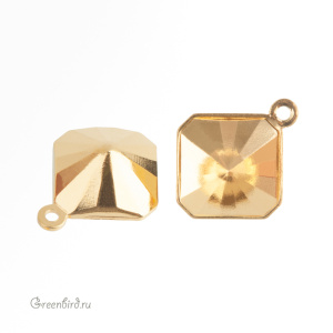 NEW 4499 Оправа-подвеска для Prismatic Square Fancy Stone 10 мм, томпак/золото