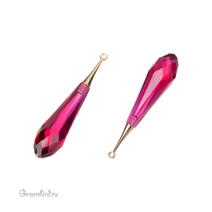 6532 подвеска Pure Drop 44mm, золото, Ruby (#501)