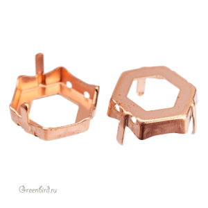 4683 Оправа для ювелирного кристалла Thin Hexagon Fancy Stone 14х15,8 мм, томпак