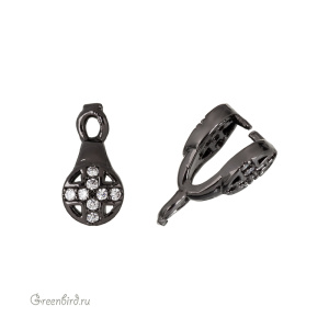 Бейл с фианитами, gunmetal, 1 шт. (#SVA-BAIL-46T)