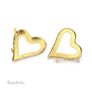 4809 Оправа для Asymmetrical Heart Fancy Stone 27x25 мм, латунь