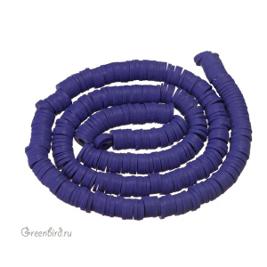 Каучуковые бусины "Диски", темно-синий, нить (#SVA-RUB-026)